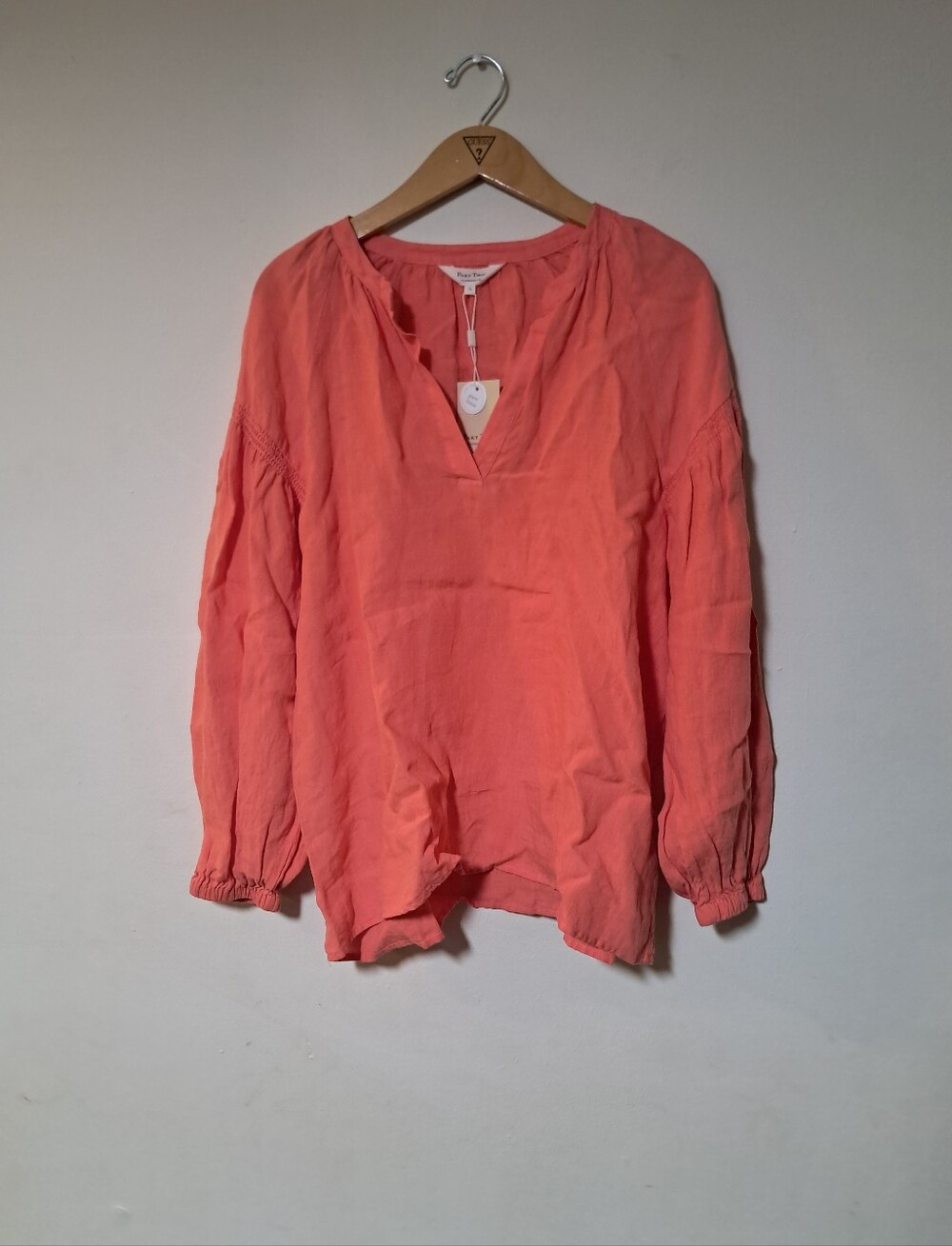 Women's Part Two SafaPW Pure Linen Relaxed Fit Blouse Long Sleeve Rose Sz. 12